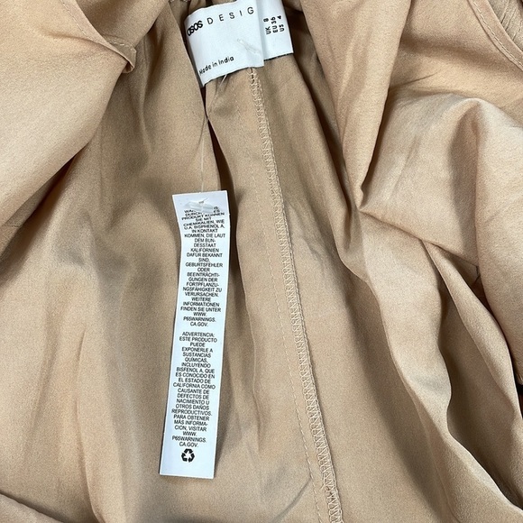 New ASOS Design Tiered Soft Mini Dress Pleated Tie Front Open Back Blush Sz 4 - Picture 10 of 12